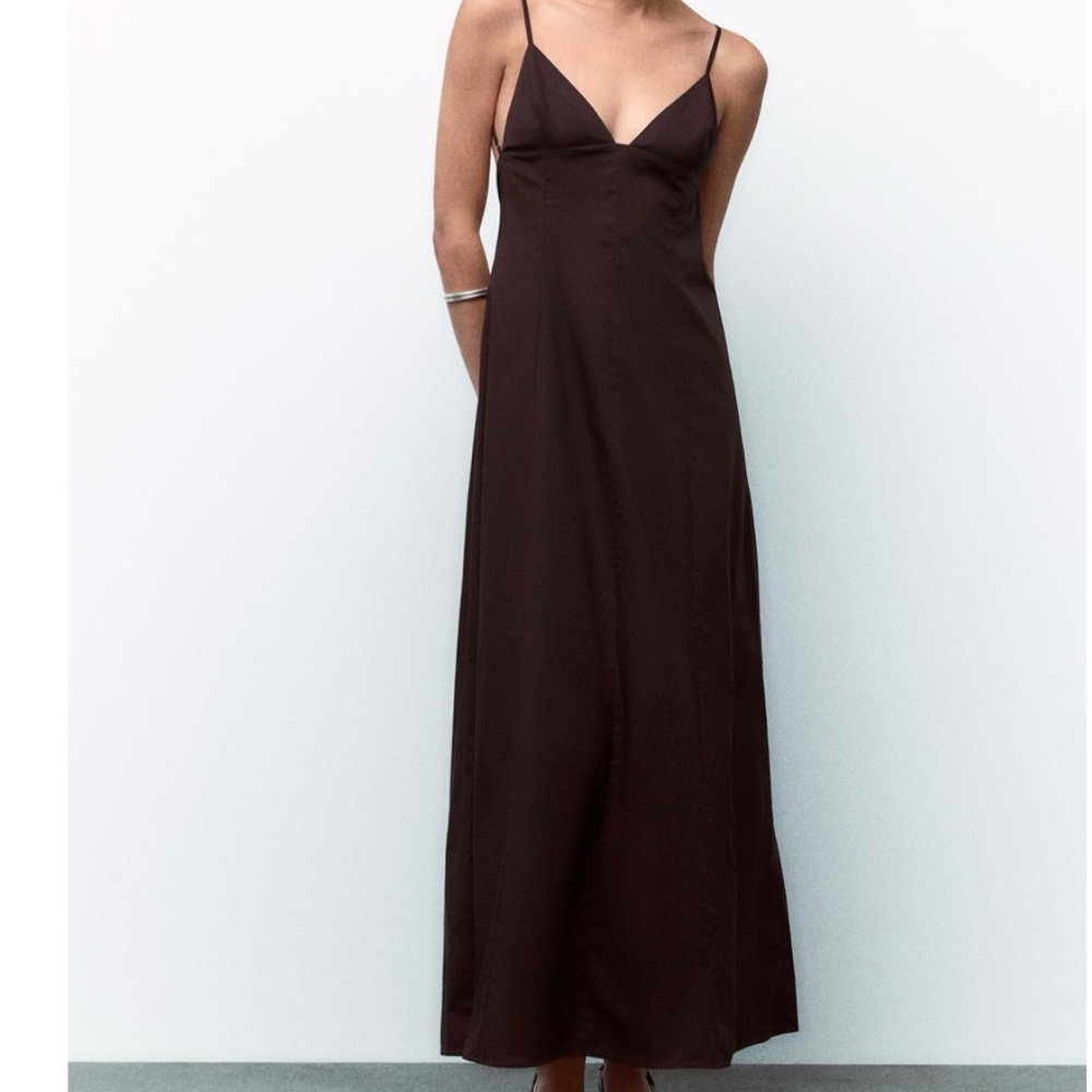 Zara Dark Brown Midi Dress